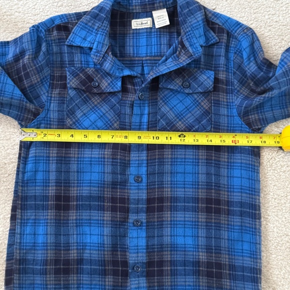 LL Bean Boys Flannel Blue Plaid Size M - Picture 9 of 11